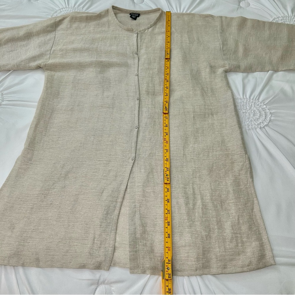 Eileen Fisher Linen & Cotton Neutral Beige Lagenlook Button Front Tunic Jacket S - Picture 10 of 15